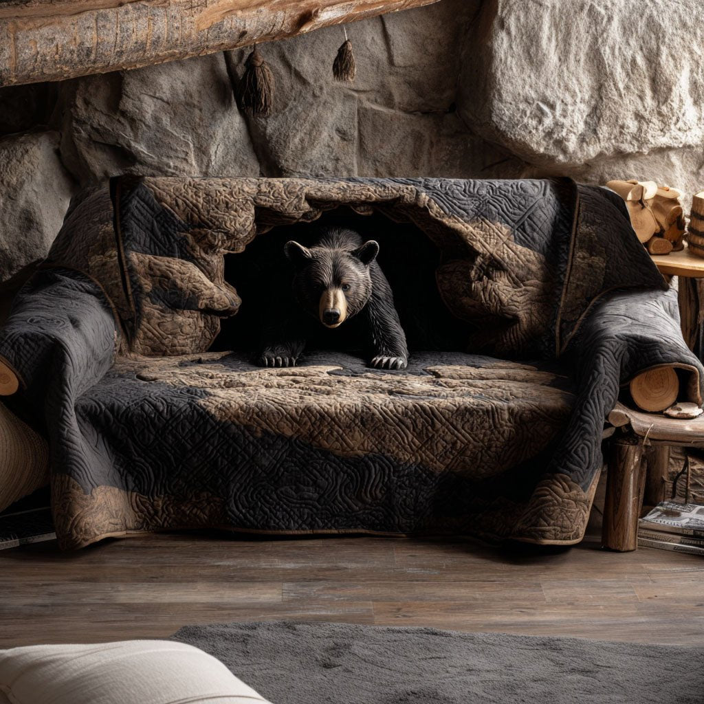Black Bear Hideout Sofa Cover