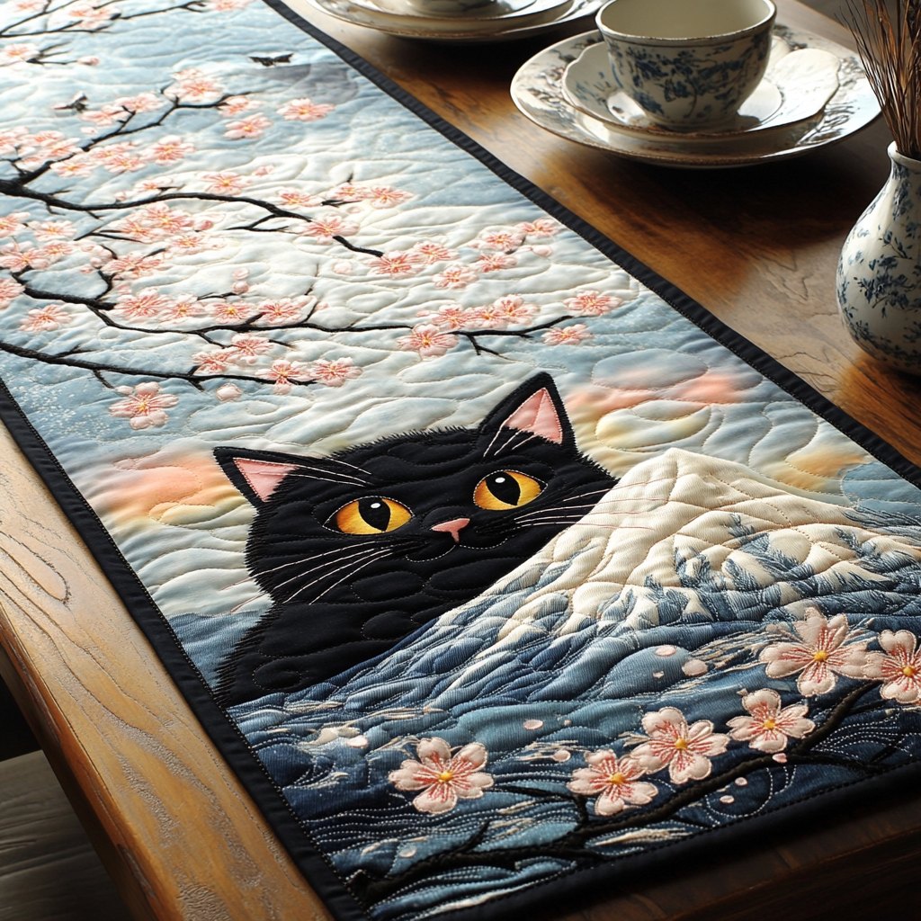 Black Cat Fuji Table Runner