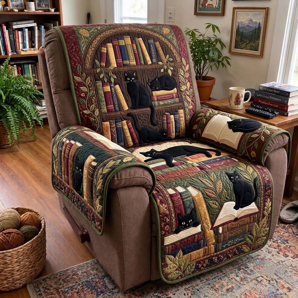 Black Cat Library Sofa Cover