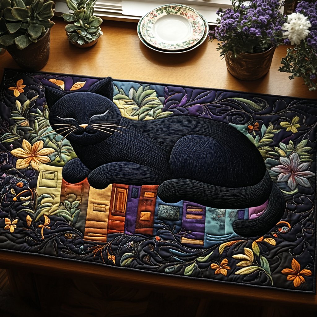 Black Cat Magic Table Runner