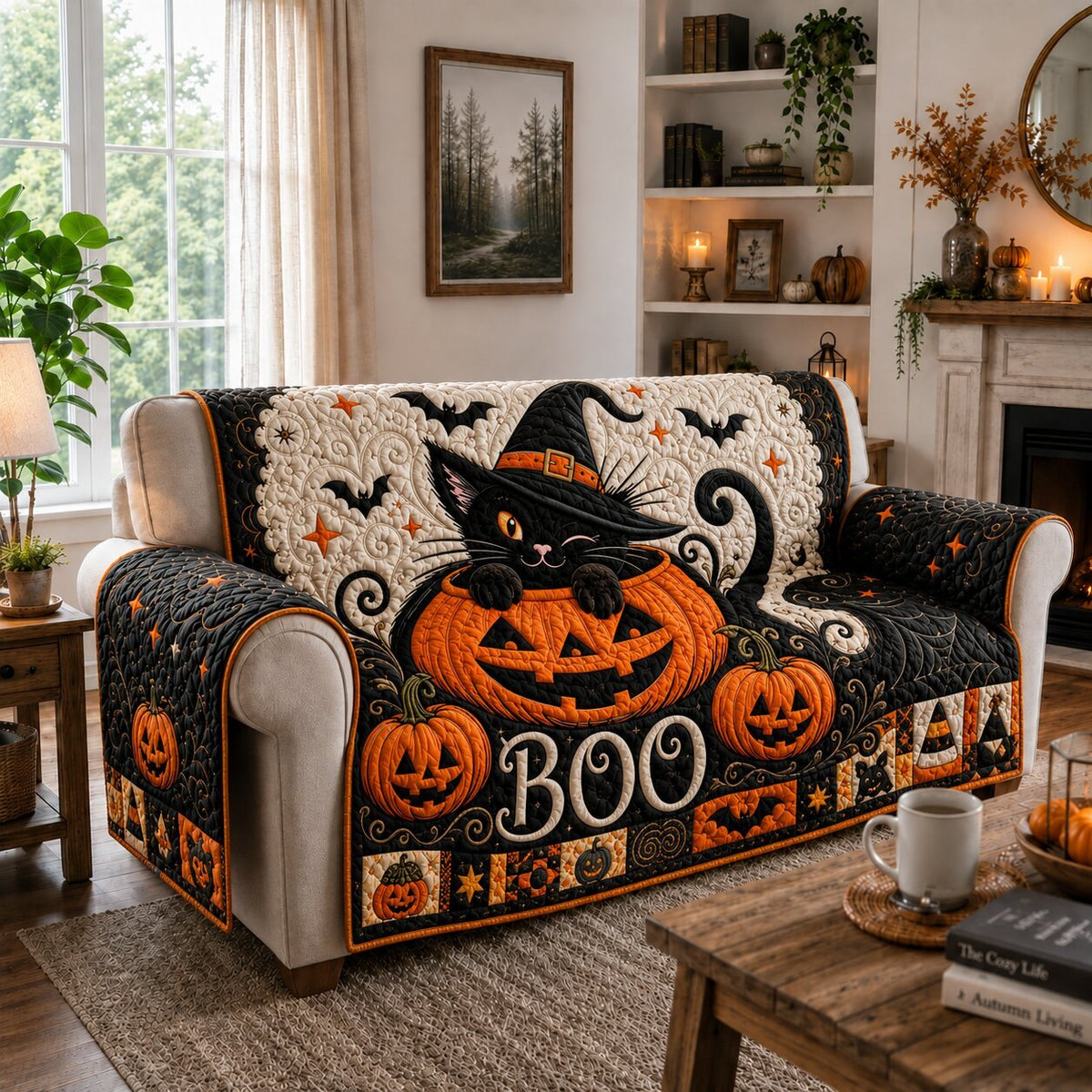 Black Cat Shadow Sofa Cover
