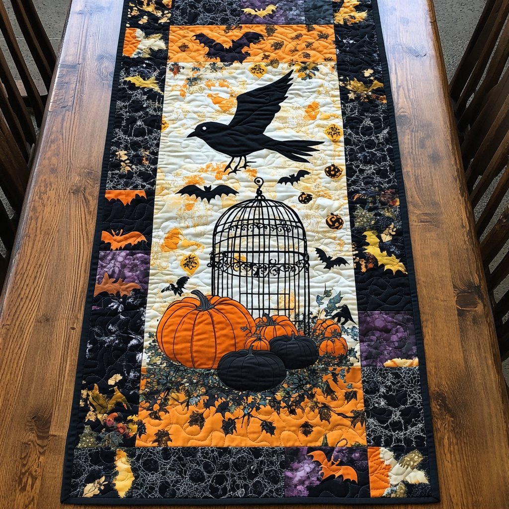 Black Crow Halloween Table Runner