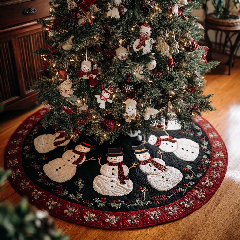Black Snowman Christmas Tree Skirt