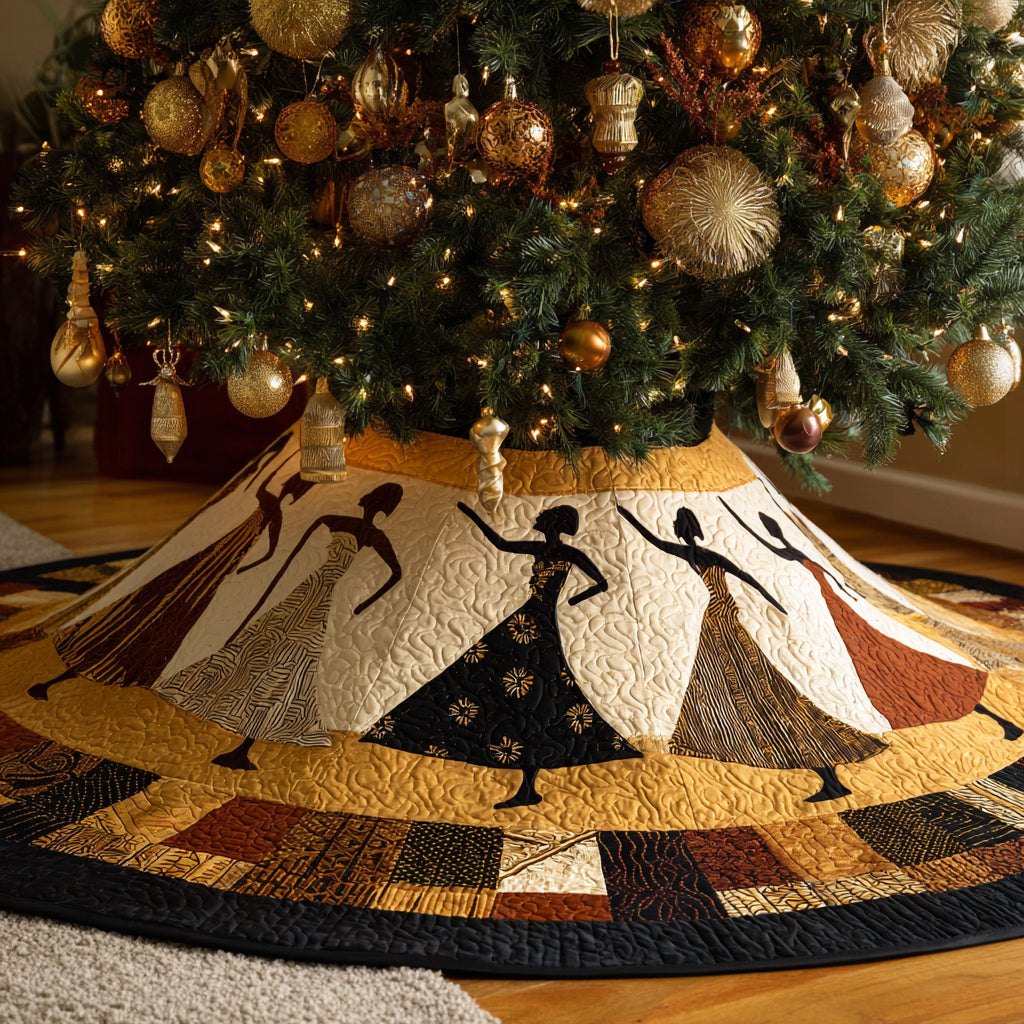 Black Women Golden Jubilee Christmas Tree Skirt