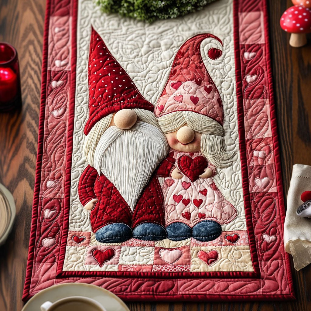 Blissful Gnome Love Table Runner