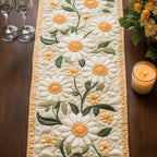 Bloom Grace White Daisies on Cream Quilting Table Runner