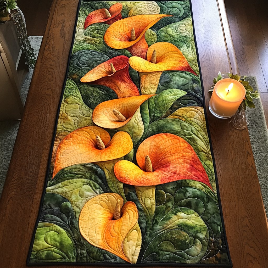 Orange and Yellow Calla Lilies Table Runner