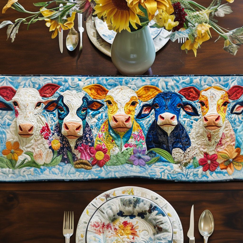 Blooming Cows Table Runner
