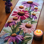 Pink Coneflowers with Purple Petals Table Runner