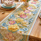 Yellow Blossoms with Pale Blue Border Table Runner