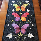 Pink Butterfly on Black Table Runner