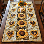 Sunflowers and Hearts on Cream Table Runner