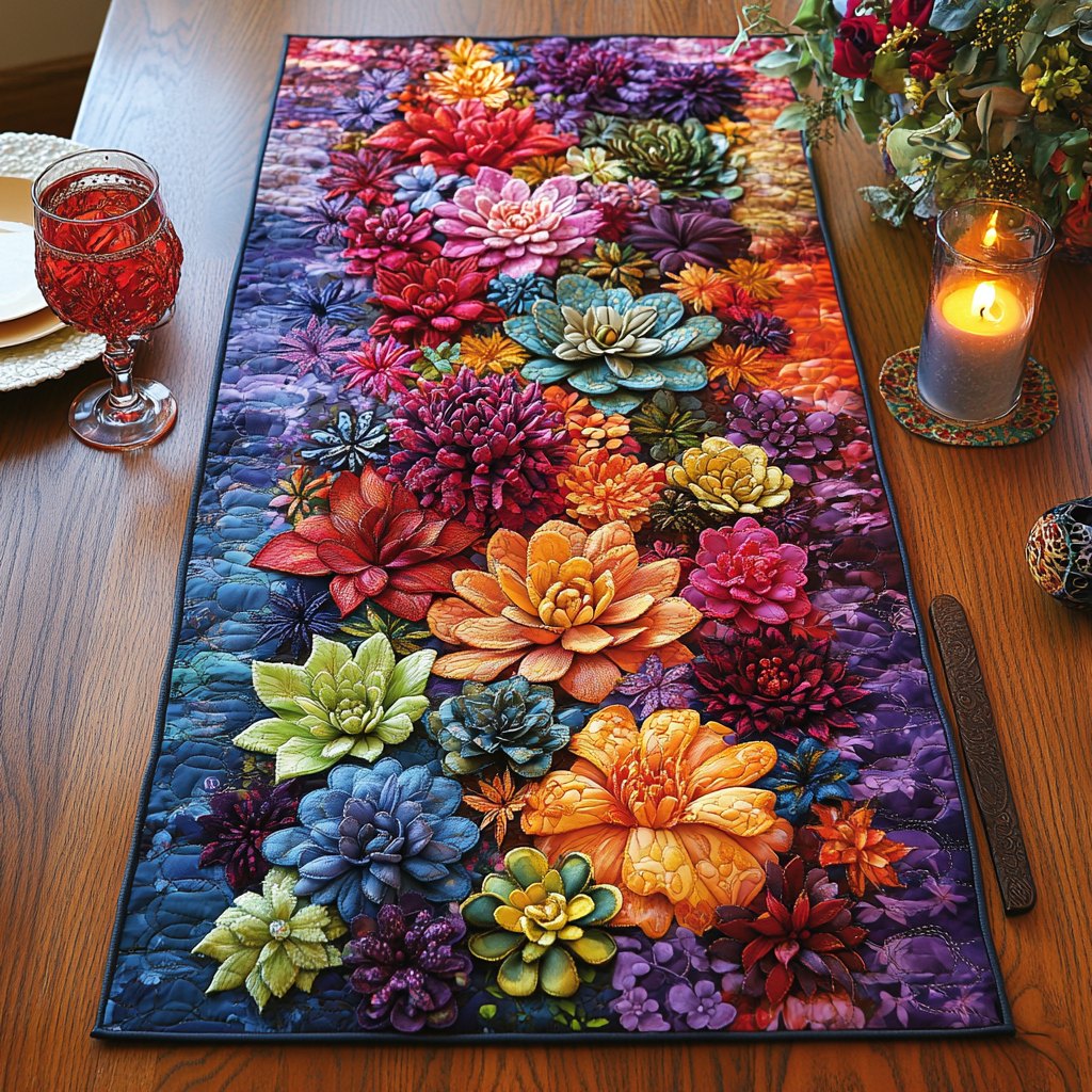 Blooming Succulents Table Runner