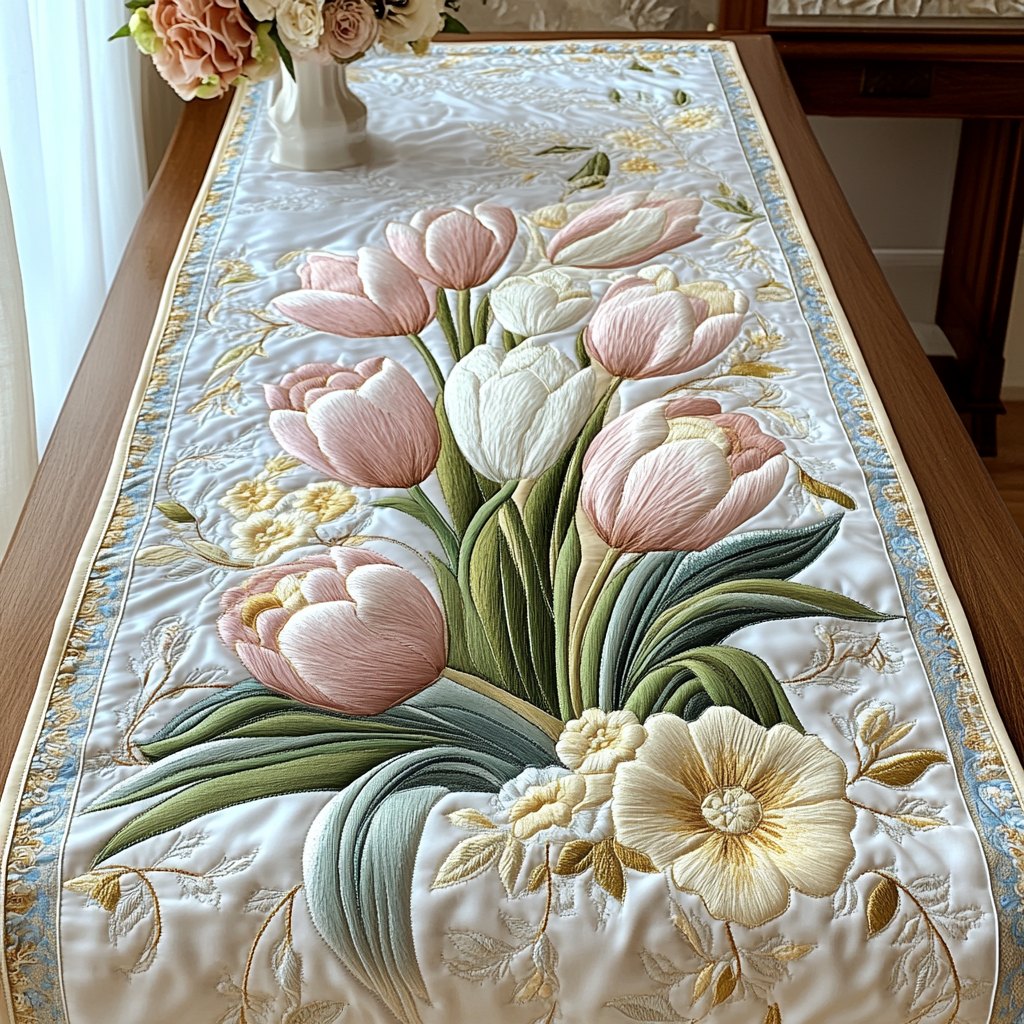 Blooming Tulips Table Runner