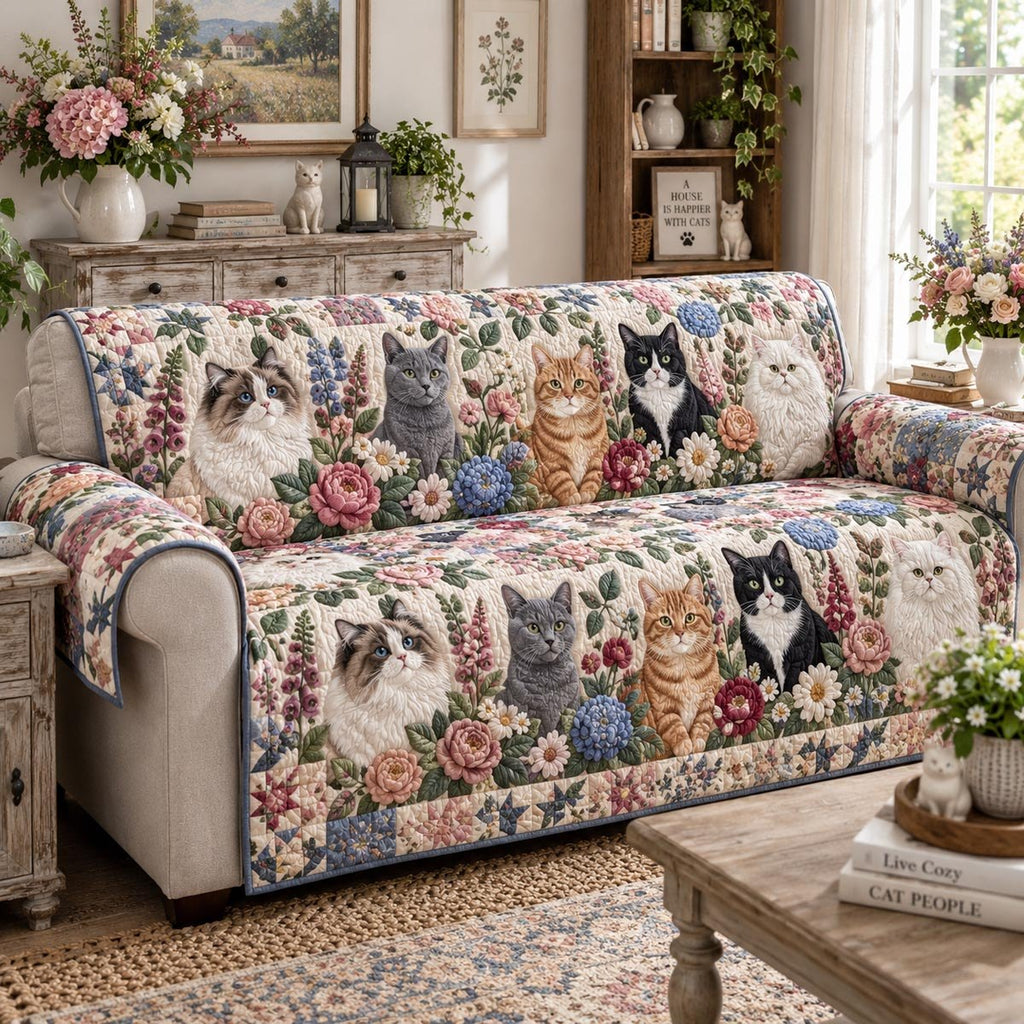 Blooming Whiskers Sofa Cover