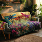 Dragonfly on the Wildflower Field Sofa Cover