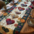 Floral Hearts in Warm Patchwork Table Runner