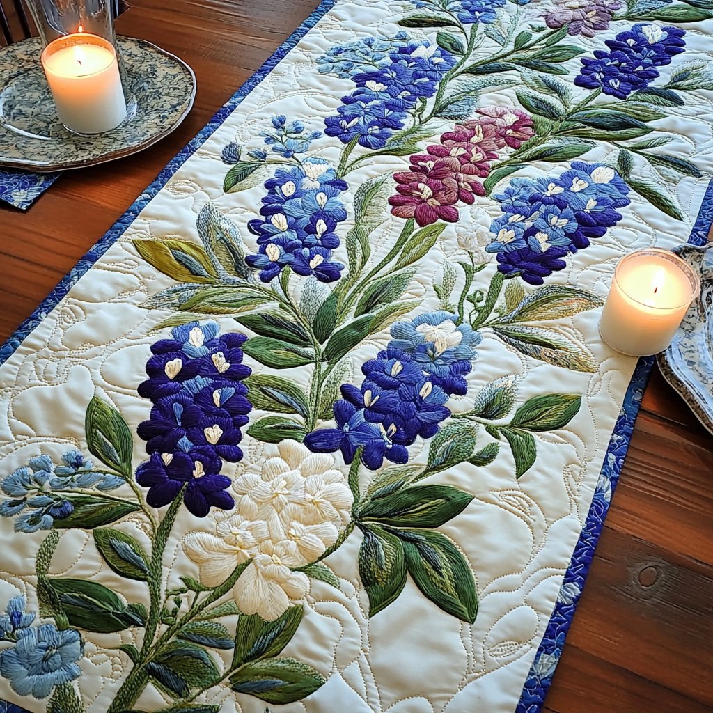 Bluebonnets on Cream Table Runner