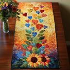 Sunflower and Hearts on Gold Vine Table Runner