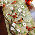 Blossoming Cardinals Table Runner