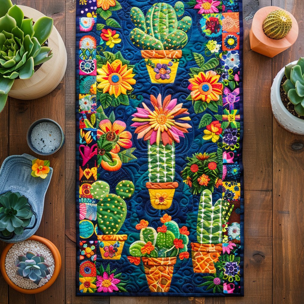 Blossoming Cactus Table Runner