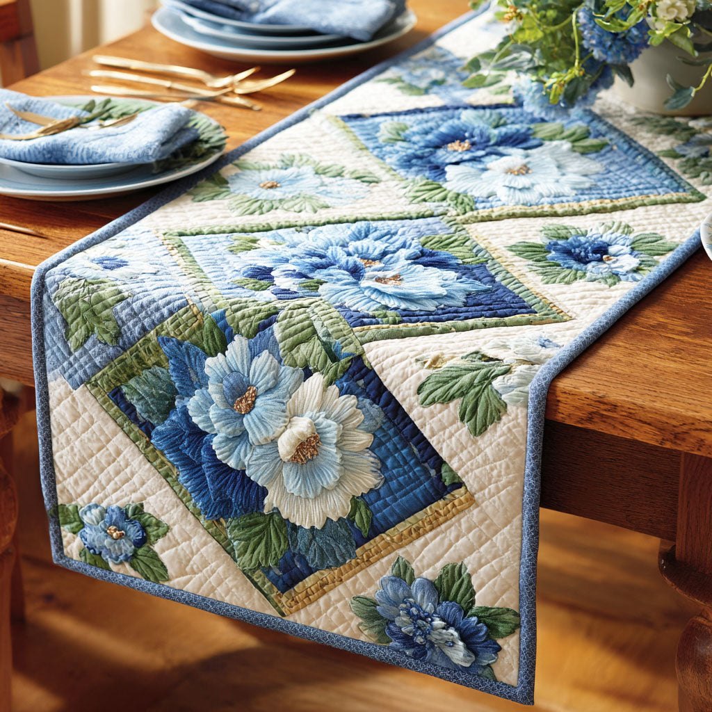 Blue Blossom Table Runner