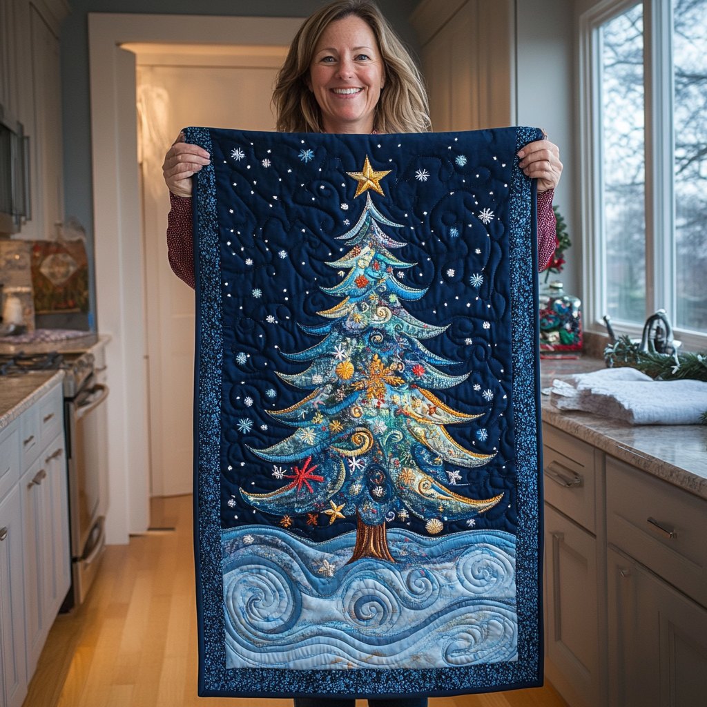 Blue Christmas Table Runner