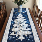 Blue Christmas Tree Table Runner