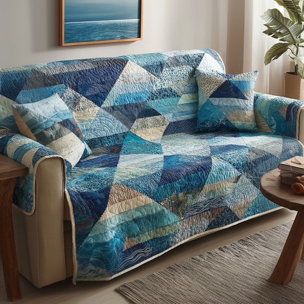 Blue Current Sofa Cover