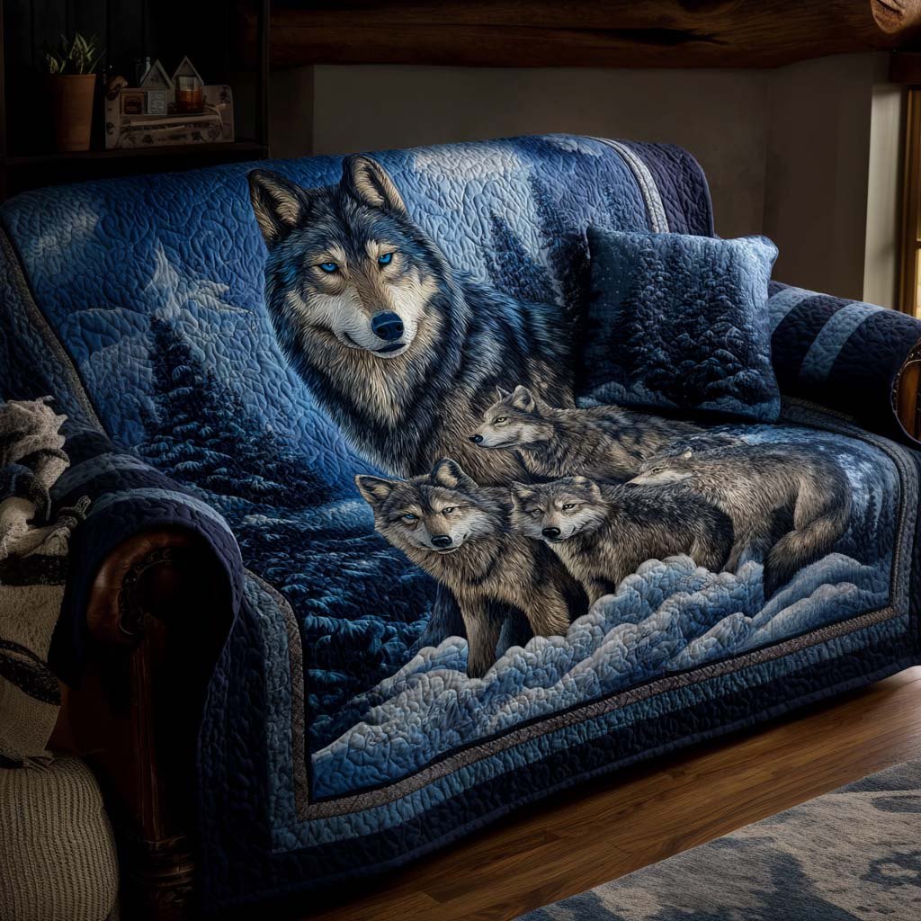 Blue Eyes Wolf Sofa Cover