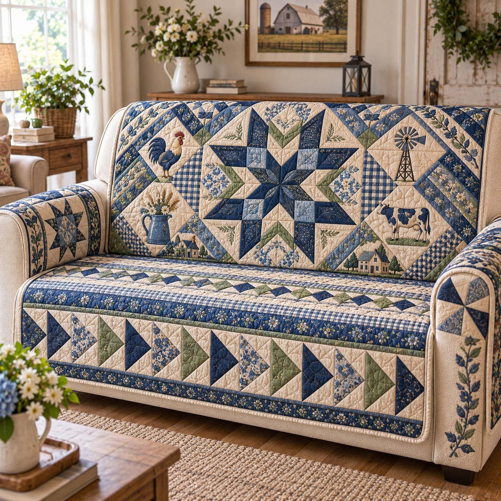 Blue Farmhouse Sofa Cover