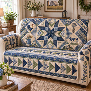 Blue Farmhouse Sofa Cover - Made to Order