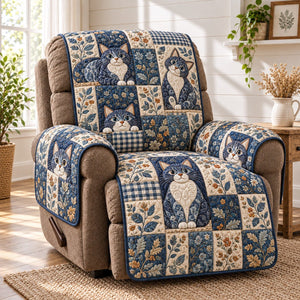 Blue Floral Cats Sofa Cover - Made to Order