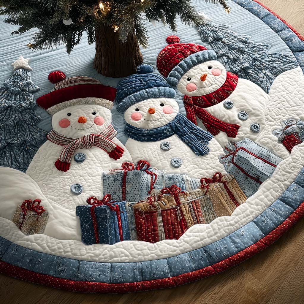 Blue Forest Snow Family Christmas Tree Skirt