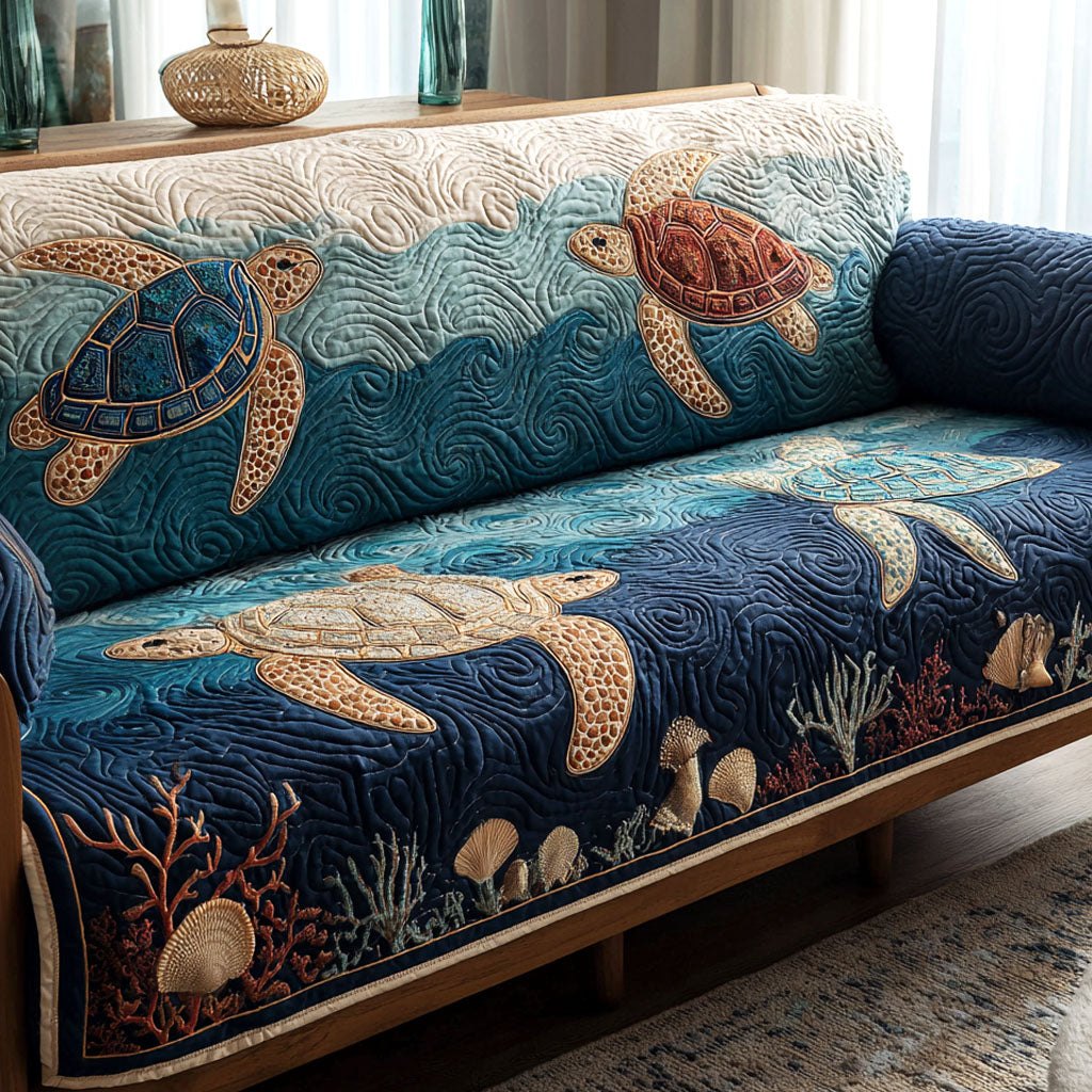 Sea Turtle on the Deep Blue Reef Sofa Cover