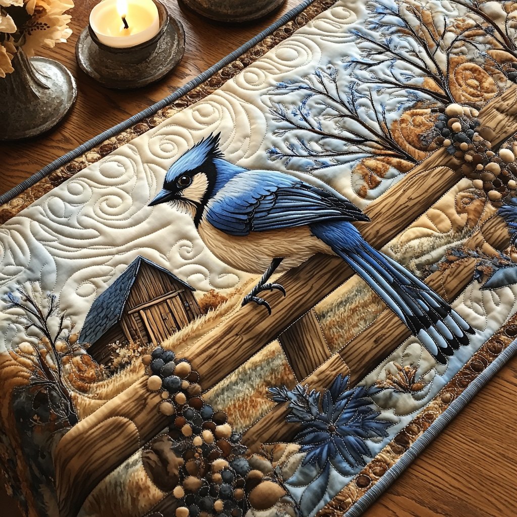 Blue Jay Serenade Table Runner
