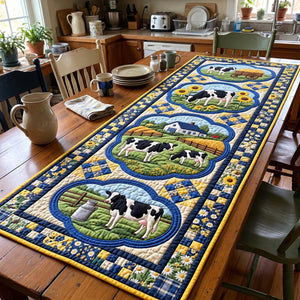 Blue Meadow Cows Table Runner - Made to Order