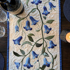Bluebell Vine on Cream with Navy Border Table Runner