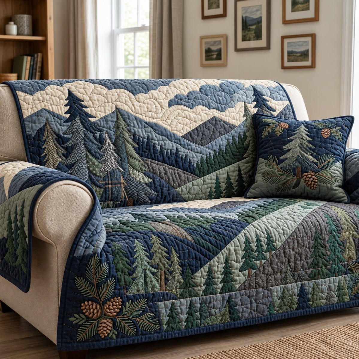 Blue Ridge Pine Patchwork Sofa Cover