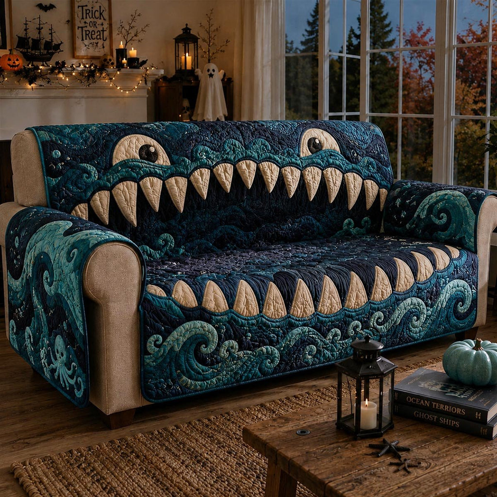 Blue Sea Monster Mouth Sofa Cover