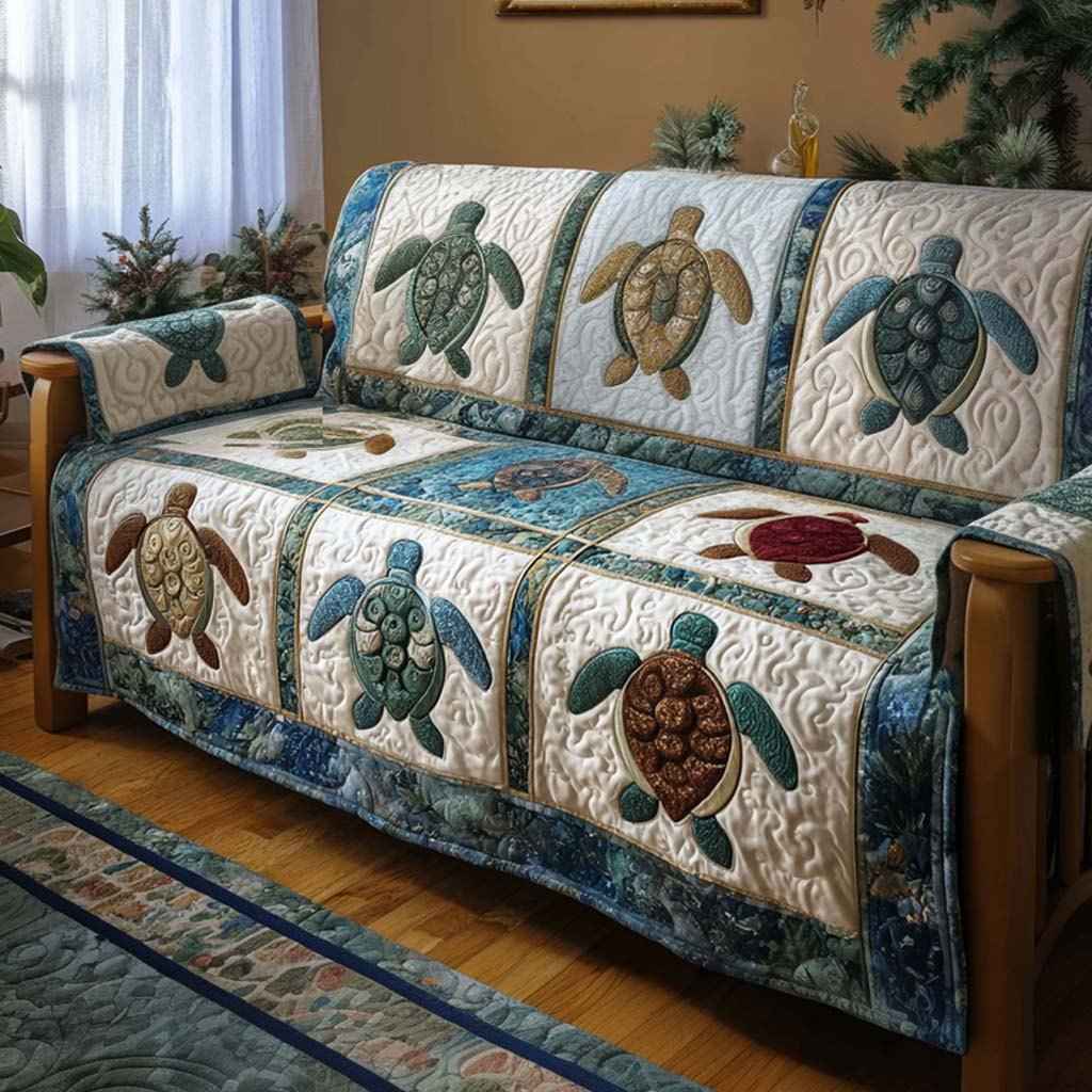Blue Tide Turtle Sofa Cover