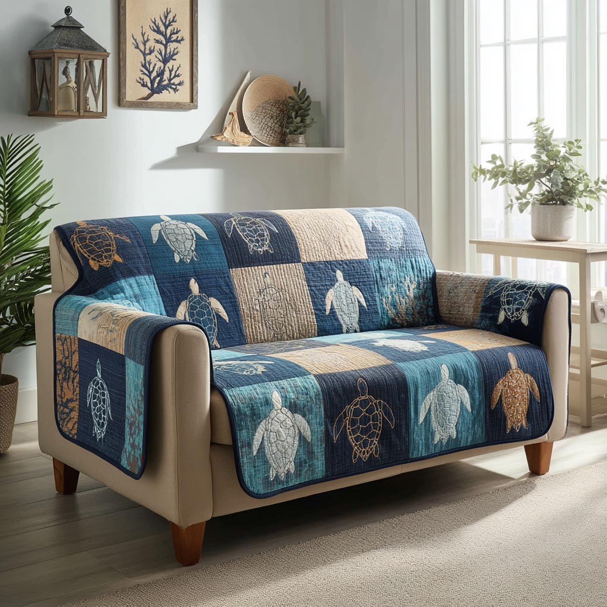 Blue Turtle Sofa Cover