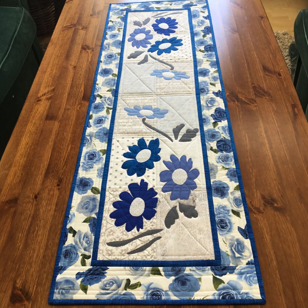 Blue Blossom Elegance Table Runner