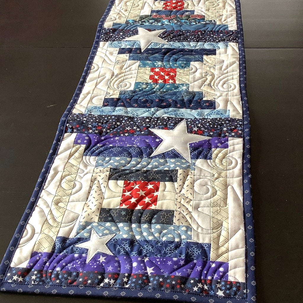 Stars and Stripes Blocks in Purple Table Runner