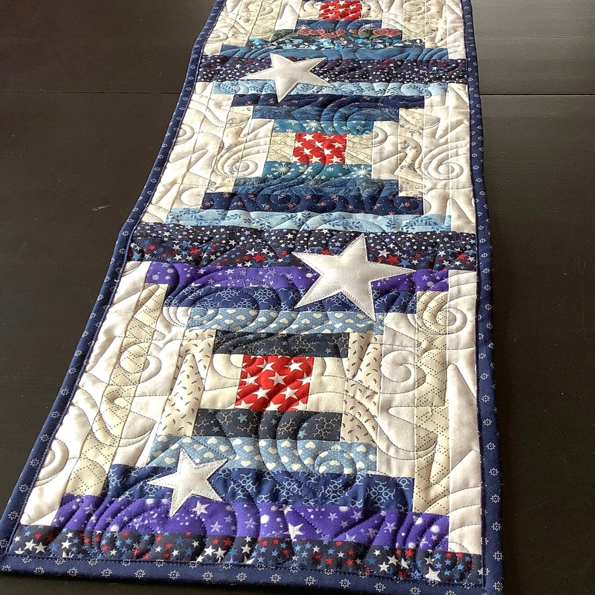 Stars and Stripes Blocks in Purple Table Runner