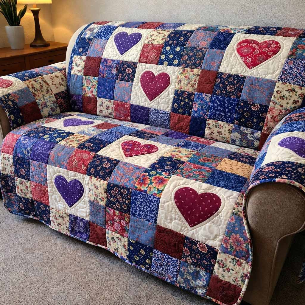 Bluebell Hearts Sofa Cover
