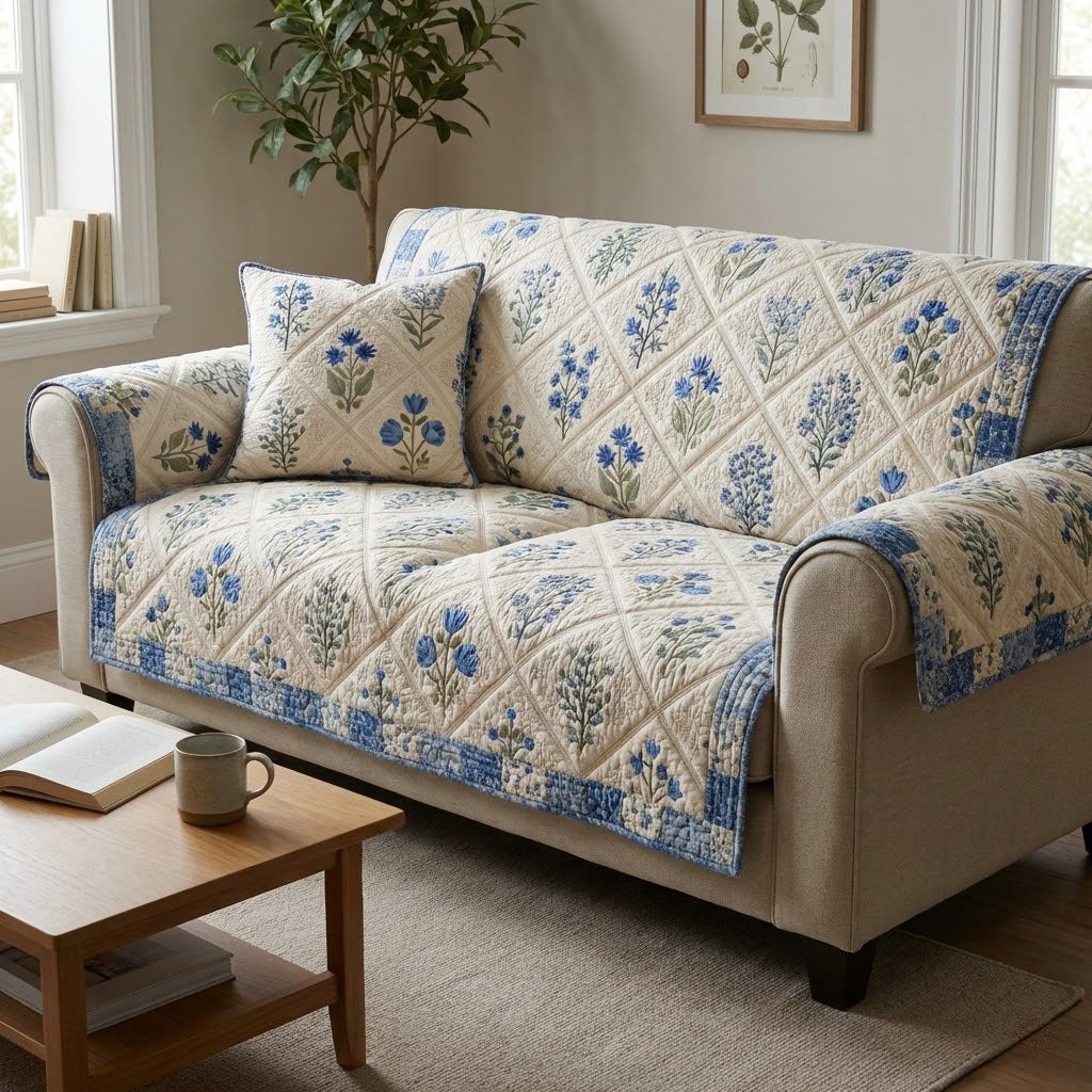 Bluebell Lattice Sofa Cover