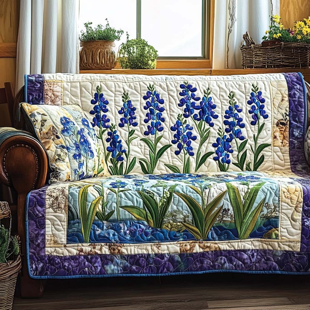 Bluebonnet Bloom Sofa Cover