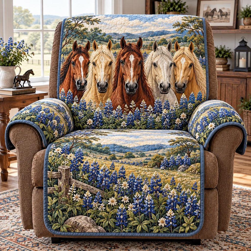 Bluebonnet Horse Meadow Sofa Cover