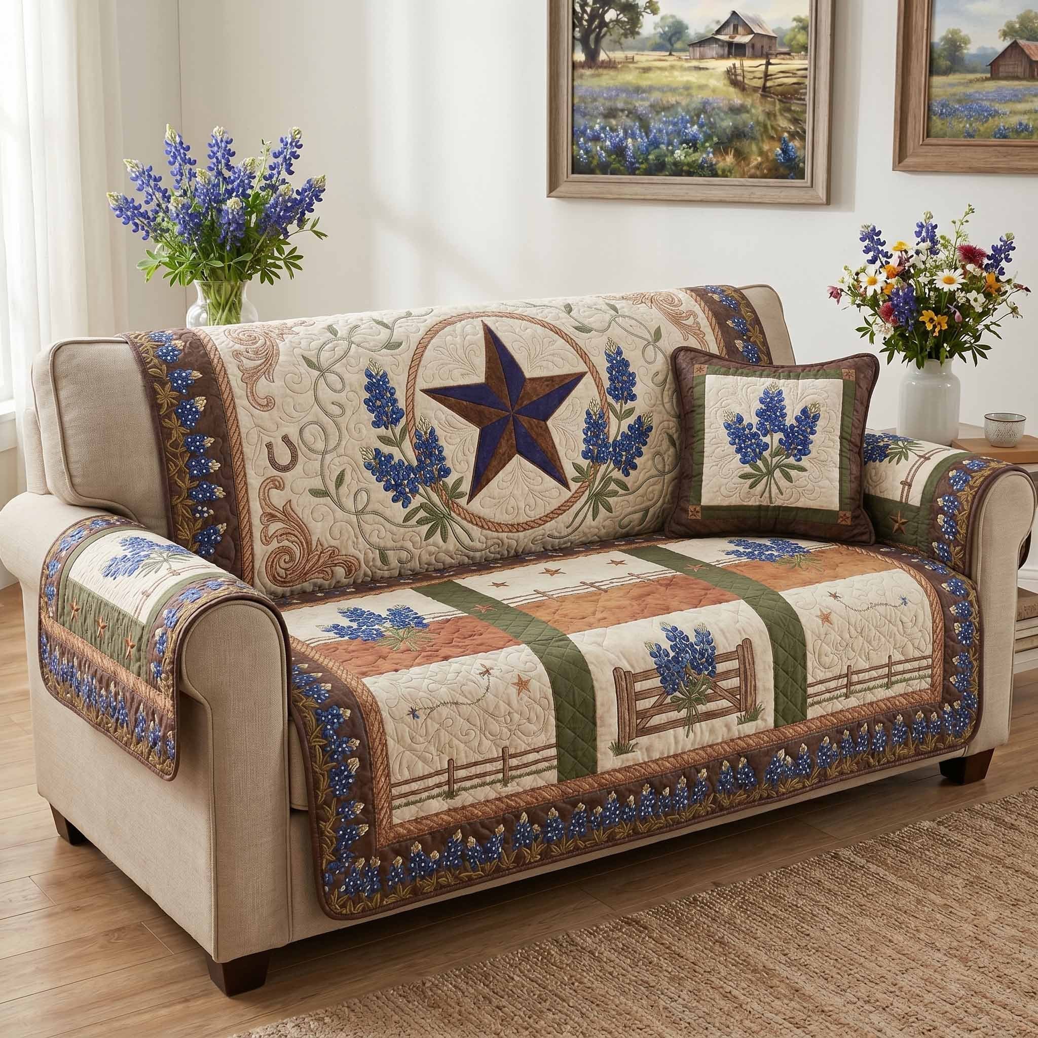 Bluebonnet Star Sofa Cover